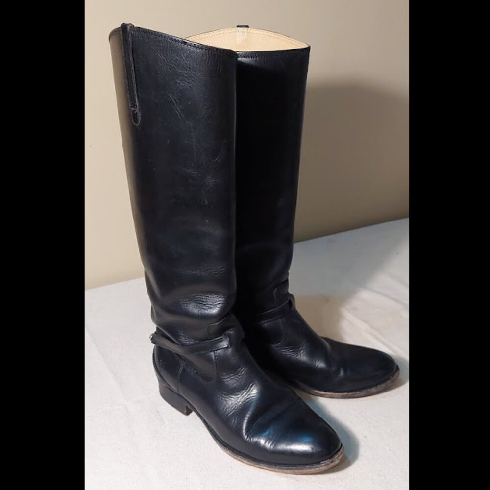 [VTG] 00’s FRYE “Lindsay Plate” Black Leather Riding Boots, Size 7 Standard